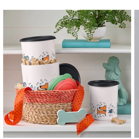 Tupperware Other - NEW TUPPERWARE  PAWSOME PETS 3-PC. ONE TOUCH® CANISTER SET